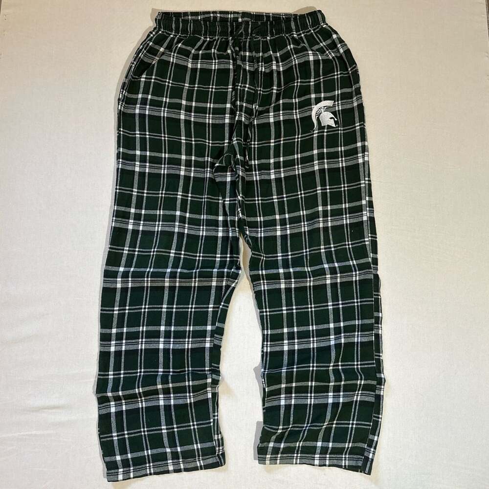 Michigan State Spartans Green White Flannel PJ’s Size L